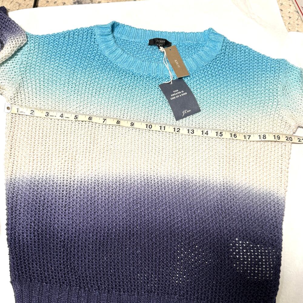 NWT J Crew Ombre Sweater xxs Turquoise White - Picture 4 of 8